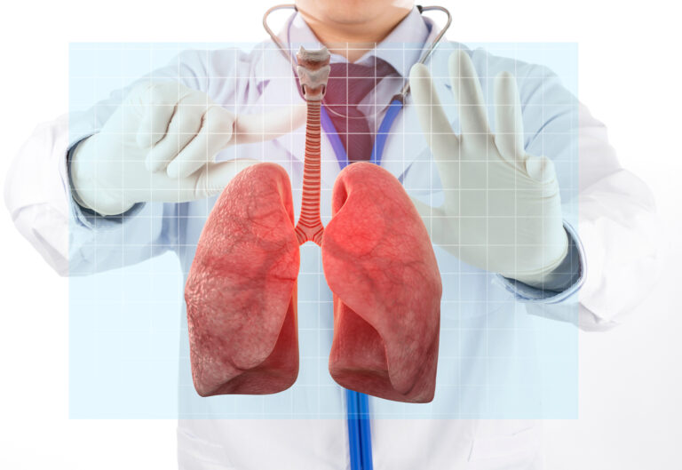 doctor check respiratory of lung , lungs disease , 3D concept